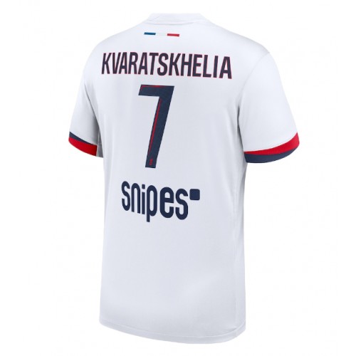 Stroje piłkarskie Paris Saint-Germain Khvicha Kvaratskhelia #7 Koszulka Wyjazdowej 2025-26 Krótki Rękaw